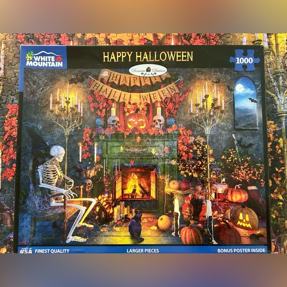 White Mountain Happy Halloween Puzzle 1000 pc Dominic Davison Complete Difficult - Picture 1 of 11